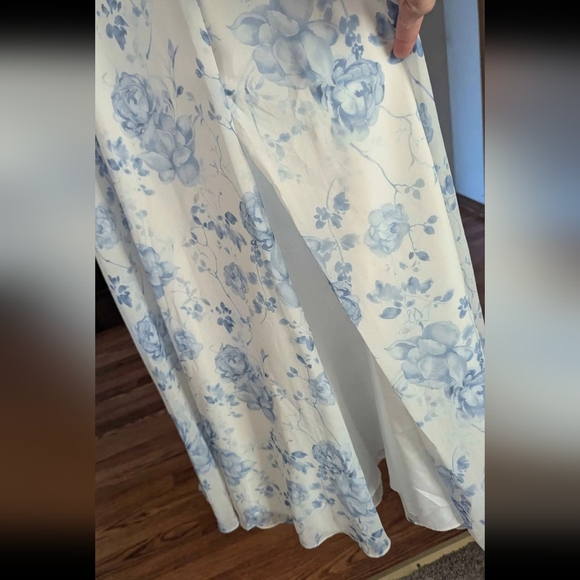 AW Bridal Elegant Blue Floral Maxi Dress Size 2 - Picture 5 of 7
